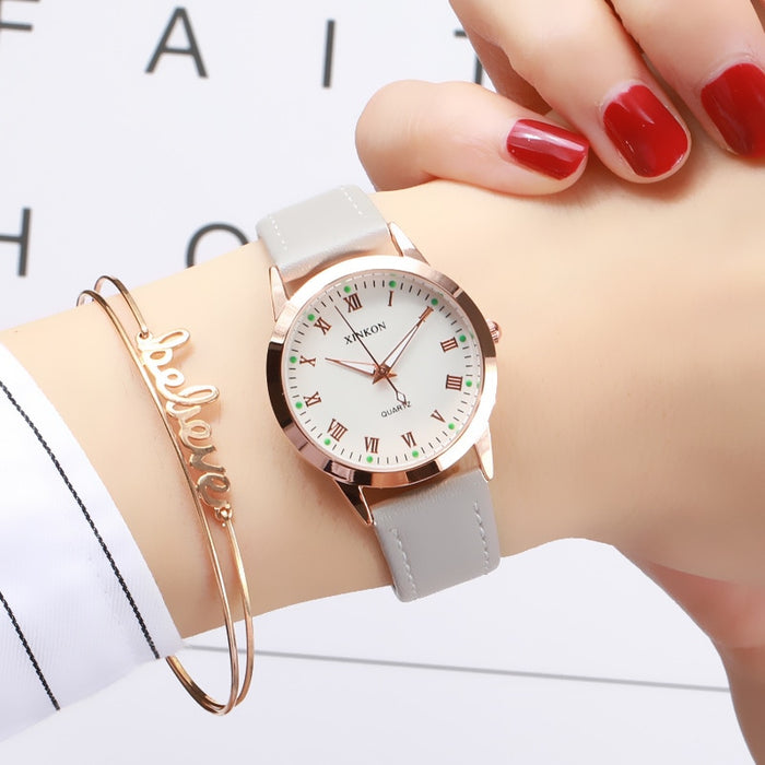 Simple Gold Women Leather Watches Elegant Small Bracelet Female Clock 2019 Fashion Brand Roman Dial Retro Ladies Wristwatches