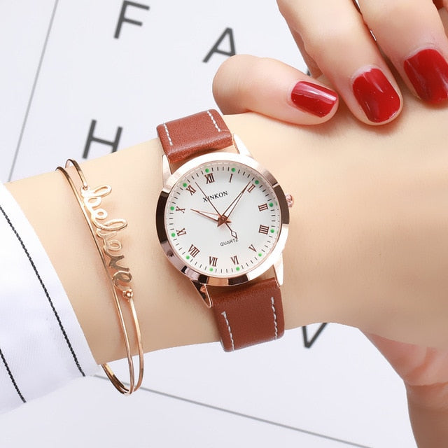 Simple Gold Women Leather Watches Elegant Small Bracelet Female Clock 2019 Fashion Brand Roman Dial Retro Ladies Wristwatches