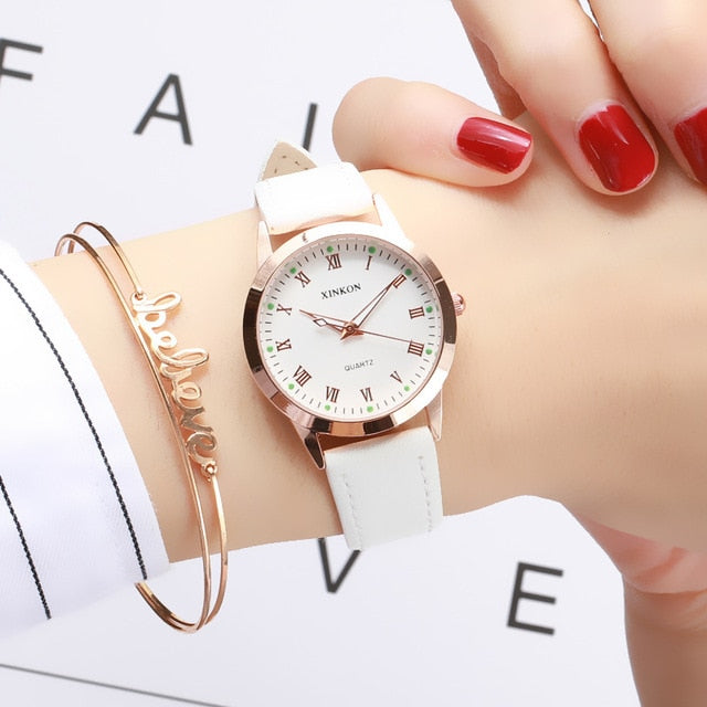 Simple Gold Women Leather Watches Elegant Small Bracelet Female Clock 2019 Fashion Brand Roman Dial Retro Ladies Wristwatches